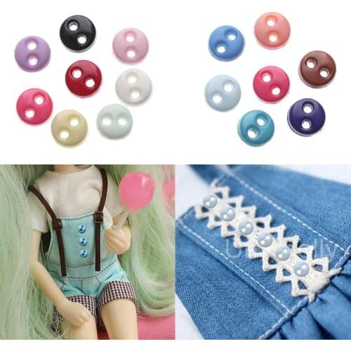 50pcs 4mm Mini Plastic Buttons for DIY Dollhouse Miniature Round Candy Color Buttons Handmade Doll Clothes Sewing Accessories