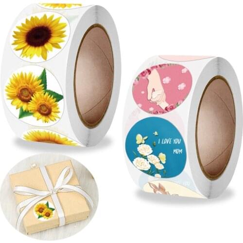 500pcs Mothers Day Stickers Sunflower I Love You Mom Paper Labels Gift Box Package Stationery Sticker Letter Labels1 Inch