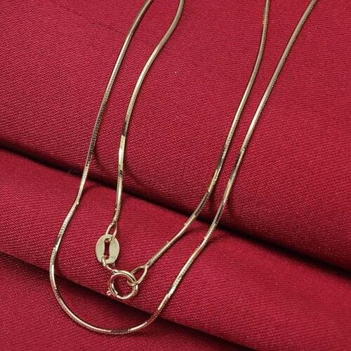 Real Solid 18K Rose Gold Necklace Luck Snake Chain Necklace 40-45cmL For Women / Fine Jewelry / Stamp Au750