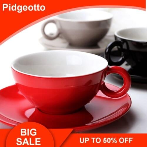 German brief color glaze coffee cup dish Nordic high capacity large red ceramic dark black cups and saucers free shipping