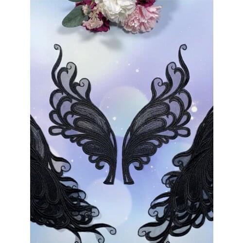 Delicate Embroidery Mirror Pair Bodice Lace Applique Neckline Collar Trim Clothes Fabric Sewing Craft Wedding Dress Applique