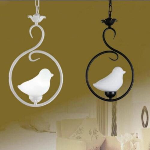 Nordic glass bird Chandeliers led lamps modern art Living room bedroom led lamp E27 bulb Black White led lustre light Chandelier