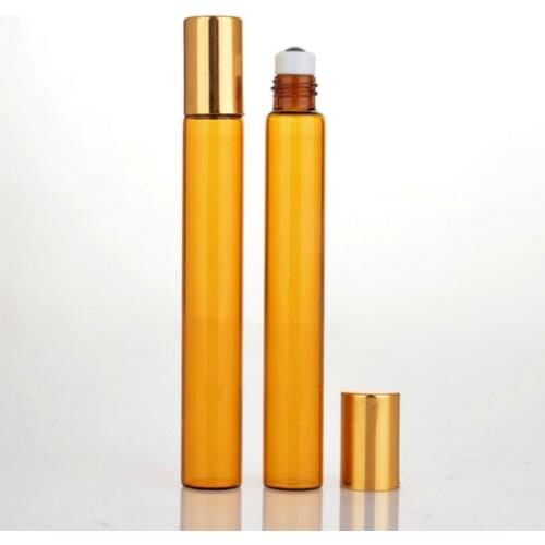 Wholesale 10ml roll on roller bottles for essential oils roll-on refillable perfume bottle with gold lid