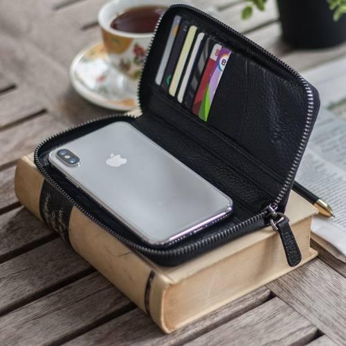 Original Genuine Leather Men 'S Wallet Card Wallet and Phone Case Black Functional Wallet Famous Turkish Leather Production