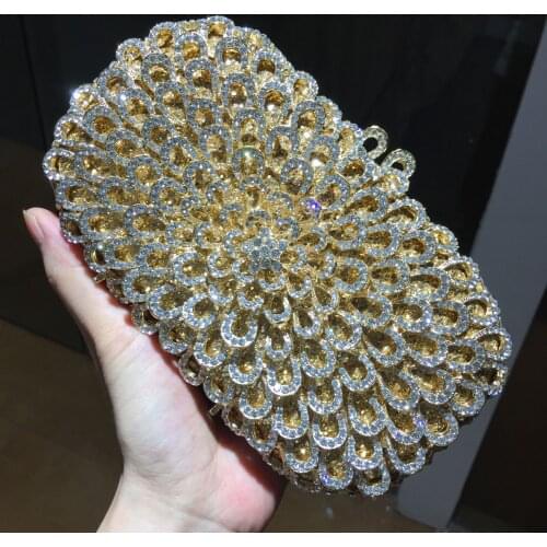 Luxury Wedding Diamond Handbags Women Bags Designer Rhinestone Flower Crystal Clutches Casual Lady Cellphone Wedding Purses
