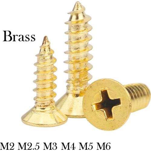 M3 M3.5 M4 M5 M6 Phillips Brass Flat Head Self Tapping Screw Metric Thread Cross Recessed Countersunk Metal Standard Bolt