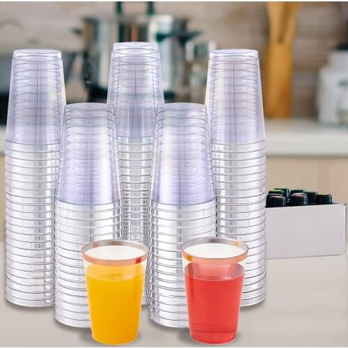 Silver Plastic Cups 10 Oz Clear Plastic Cups Tumblers Silver Rimmed Cups Fancy Disposable Wedding Cups Elegant Party Cups 25pcs