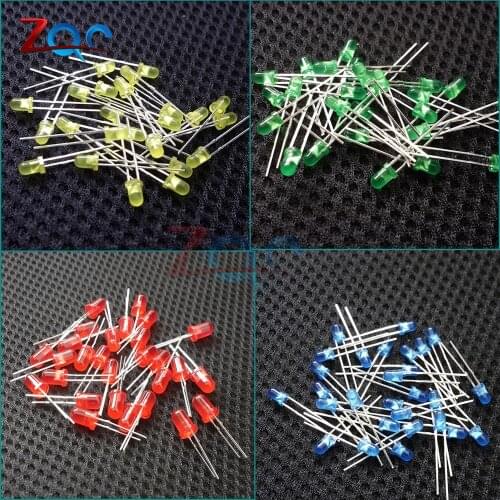 100 PCS/LOT 3mm LED Red Green BLue Yellow White light emitting diode Super Bright