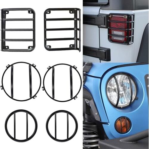 LED Light Shell For Jeep Wrangler JK 2007-2017 Headlamp Turn Signal Light Rear Tail Lamp Protector Guard Cover