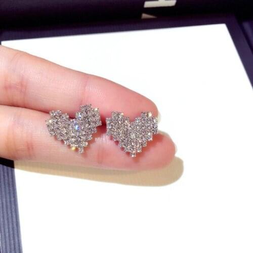 Temperament heart earrings ear pin studded hypoallergenic party wedding earring jewelry gift for lady