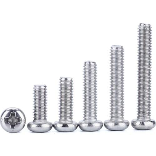 M4 Pitch 0.7 Thread Length 6/8/10/12/16/20/25/30/35/40/15/50/60mm Phillips Pan Head 304 Stainless Steel Cross Recessed Screws