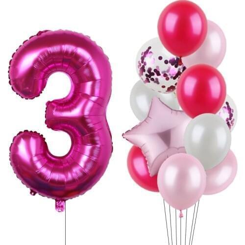 12pcs/lot Party Balloons Number Balloon 1 2 3 4 5 6 7 8 9Th Baby Shower Girl Birthday Party Decorations Kids Toys Gifts