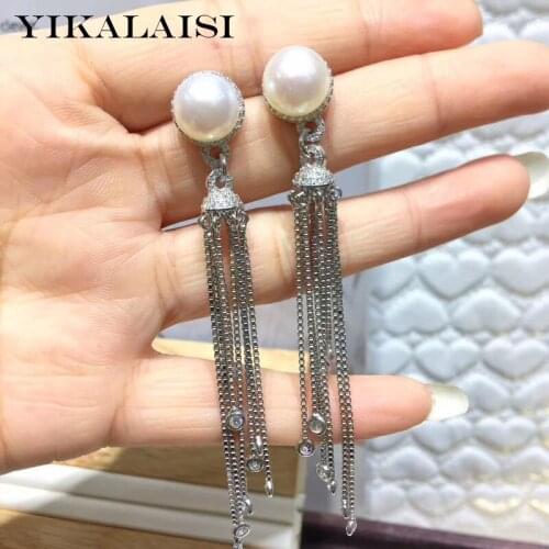 YIKALAISI 925 Sterling Silver Jewelry Pearl Earrings 2019 Fine Natural Pearl jewelry 9-10mm stud Earrings For Women wholesale