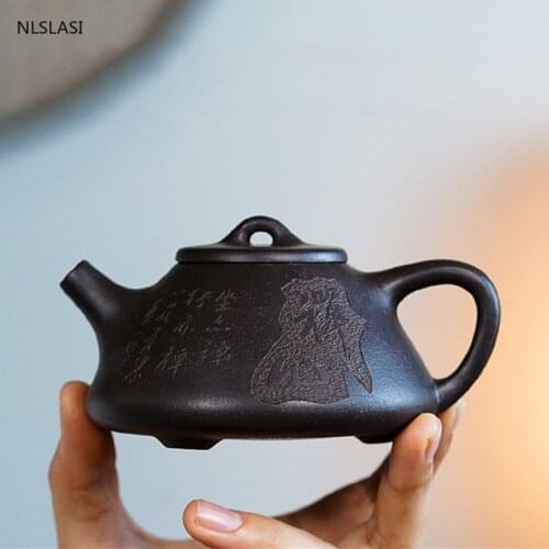 Yixing tea pot purple clay filter Stone scoop teapot Ore beauty kettle Master handmade Teaware Tea ceremony supplies 160ml