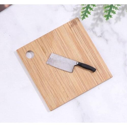 1set Dollhouse Accessories Metal +Bamboo Knife Chopping Board Set Mini Miniature Kitchen Pretend Play Toys