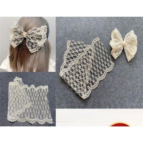 1yards Gold Edge Lace Embroidery Mesh Organza Stain Ribbon Big Bow Hairpin Accessories Diy Craft