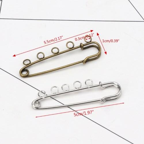 2021 New 10 Pcs Silver Bronze DIY Brooches 5 Holes Safety Pins Brooches Jewelry Findings