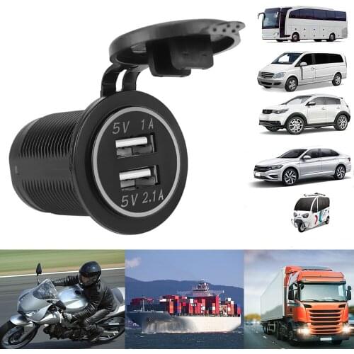 12-24V Outlet Adapter Dual USB Charger for Auto Marine Motorcycle Truck Waterproof Universal Power Socket 3.1A