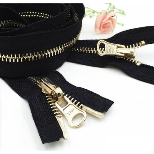 #5 metal zipper double sliders two sides two way zipper for down jacket wind coat zipper repair 120cm 100cm 80cm 2pcs black zip