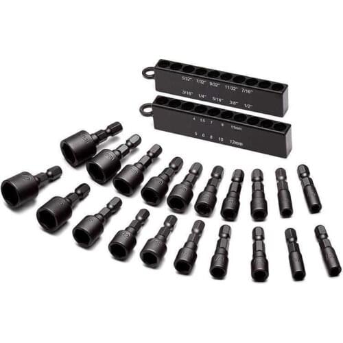 20pcs Hexagon Nut Driver Socket Bits Wrench Screwdriver Hex Socket Bit for Screw Driver Handle Tools No Magnetic