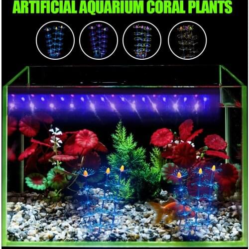 20cm Aquarium Artificial Luminous Coral Silicone Glowing Plants Fish Tank Underwater Fluorescent Ornament Fish Tank Aquarium