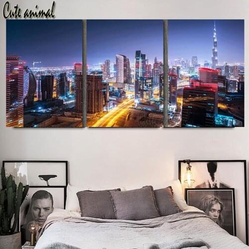 3 Pieces 5D Diamond Painting Full Square City building landscape Diamond Embroidery Rhinestones Pictures Diamond Mosaic icons
