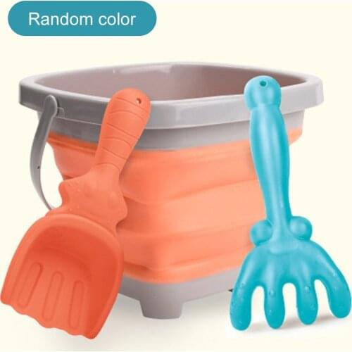 3Pack of Foldable Plastic Buckets Set with Rake And Shovel for Camping
