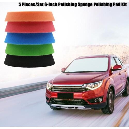 5 Pieces 5.91in Sponge Wool Wheel Polishing Pad For Car Polisher Drill Adapter Car Beauty Polishing Tool