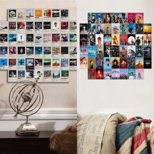 50Pcs Popular Band Aesthetic Picture for Wall Collage Album Record Style Photo Room Wall Decor Modern Wall Art Print for Room