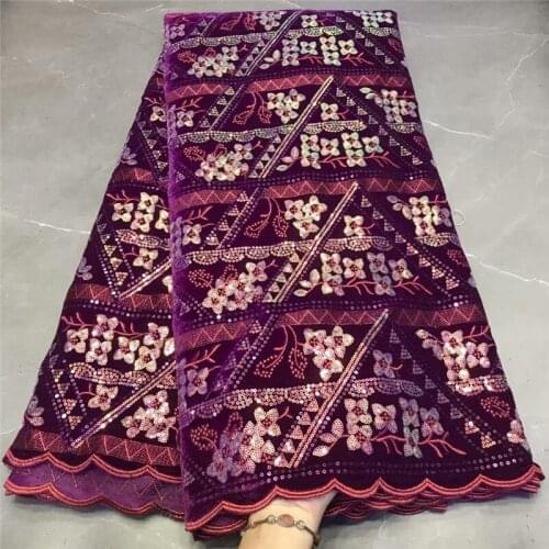 African Lace Fabric 2021 purple/ gold High Quality Velvet Lace Royal Blue Nigerian Lace Fabrics For Wedding Dress With Stones