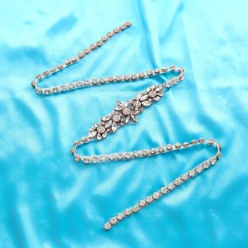 Rhinestone Accessories Applique Wide Wedding Dresses Bridal Crystal Beaded Pearl Gold Garment Handmade Silver S157