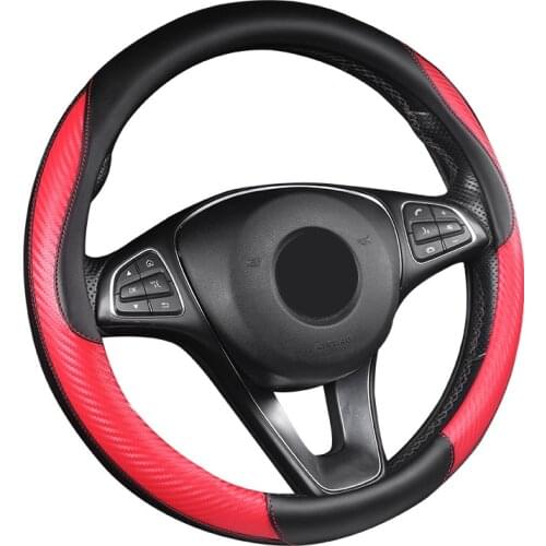 38cm Car Cover Stuurhoes Auto Pokrowiec Na Kierownice Carbon Fiber Leather Steering Wheel Capa Volante Pokrowiec Na Kierownice