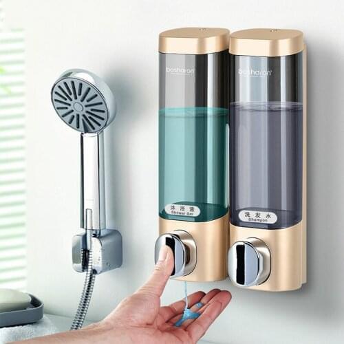 Liquid Soap Dispenser Wall Mount 300ml Bathroom Accessories Plastic Detergent Shampoo Dispensers Soap Bottle