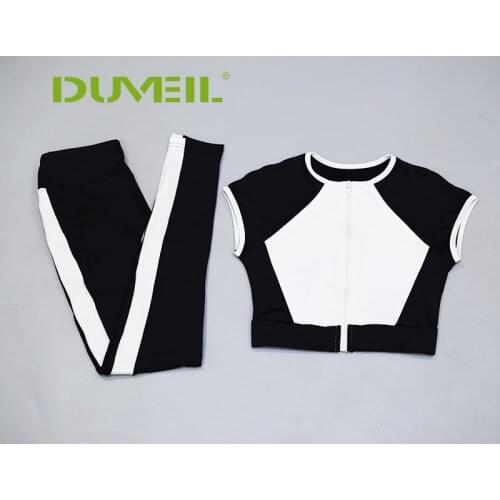 DUVEIL Winter Sports Two-piece Yoga Pants+ Sports Vest Solid Leisure Fashion Black and White Crash Yoga Sports Suit
