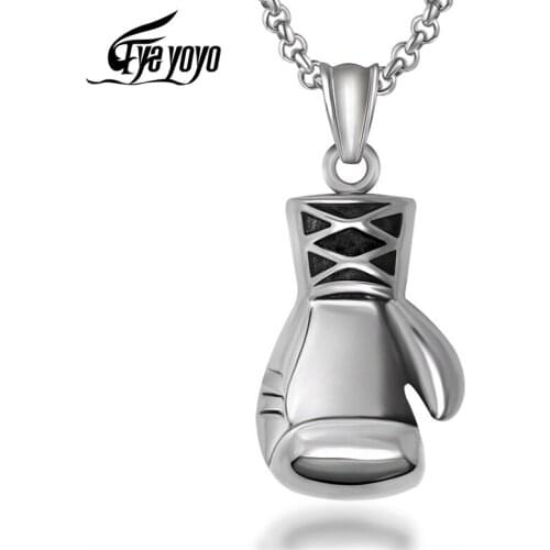 EyeYoYo Steel Boxing Gloves Mens Pendant Personality Domineering Fist Pendant Necklace