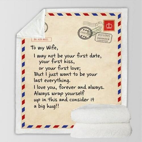 Fanaijia Sherpa Fleece Warm Blanket Throw To My Daughter The Wife Son Dad Letter Blankets and Throws for Beds Winter Couch