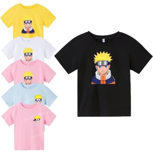 Naruto Cartoon Summer Cotton T-shirt Round Neck Cartoon Anime Bottoming Shirt Boy Clothes Short Sleeve Tops Graphic T Shirts