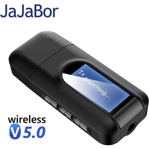 JaJaBor USB Dongle Bluetooth 5.0 Audio Receiver Transmitter With LCD Display 3.5mm Jack AUX Wireless Adapter Bluetooth Carkit