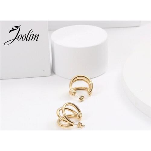 Joolim High End PVD Plated Fashionable Tricyclic Circle Earring Drop Shipping Supplier