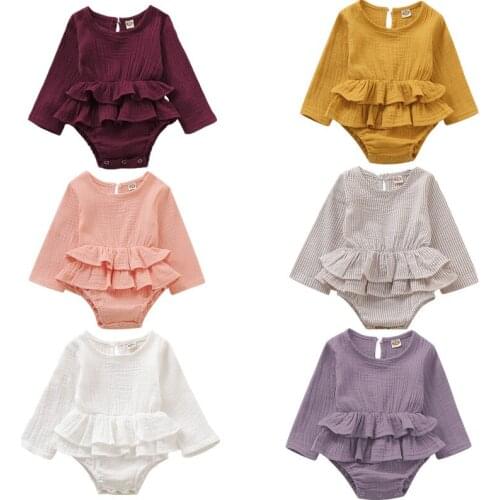 6 Colors Newborn Infant Baby Girls Cotton Romper Tops Long Sleeve Jumpsuit Clothes Outfit Clothing