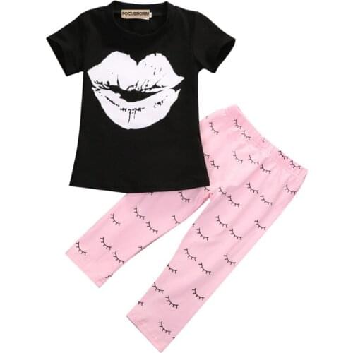 2016 Newborn Infant Kids Baby Summer Clothing GirlsT-shirt +Pants Outfits Clothes Set