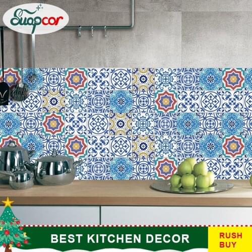 Kitchen Oilproof Tile Stickers Removable PVC Self Adhesive Wallpaper Waterproof Tiles Bathroom Wall Stickers for Living Room