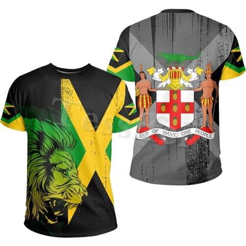 Tessffel Jamaica Lion Emblem Summer New Fashion 3D Print Tops Tee Tshirt Men Women Short Sleeve T shirt Streetwear Style-6
