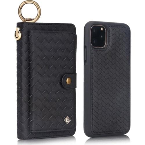 Multi-functional woven zipper Wallet Leather Case Flip Cover Mobile Phone Bag For iphone SE 2 11 pro Max XR XS Max 8 7 6S Plus