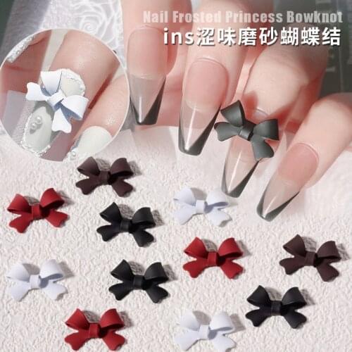HNUIX Fashion Bow Knot Tie 8pcs 15x10mm Matte Alloy 3D Decorative Japanese Decorations Manicure Charms Nail Art Accessorie