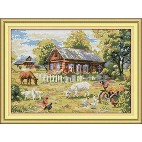 Farm cross stitch kit animal horse DIY hand embroidery set craft handmade needlework cross-stitching DMC color Dreamfounder