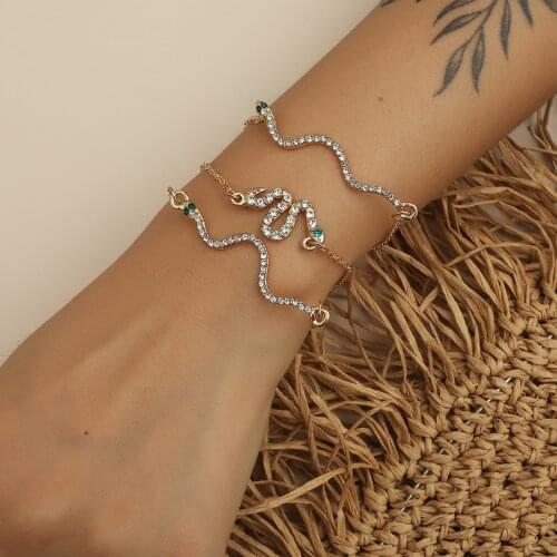 Zircon Jewelry Set Combination Retro Stacked Snake-shaped Chain Bracelet Punk Pendant Bracelet