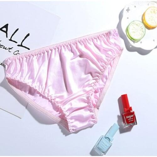 New Ladies Silk High Waist Solid Color Sexy Underwear Womens Mulberry Silk Briefs Seamless Comfortable Breathable