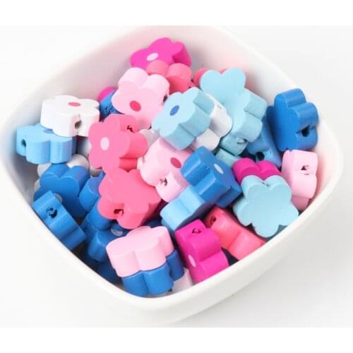 New Mixed Flower Pattern Flower Wooden Spacer Beads For Jewelry making DIY 14mm 20pcs MT1460