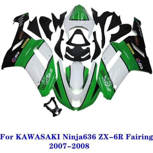 For KAWASAKI Ninja 2007-2008 ZX6R Motorcycle Fairing Kit ZX 6R 636 07-08 Green Black BodyworksABS Injection Mold Fairings Kit